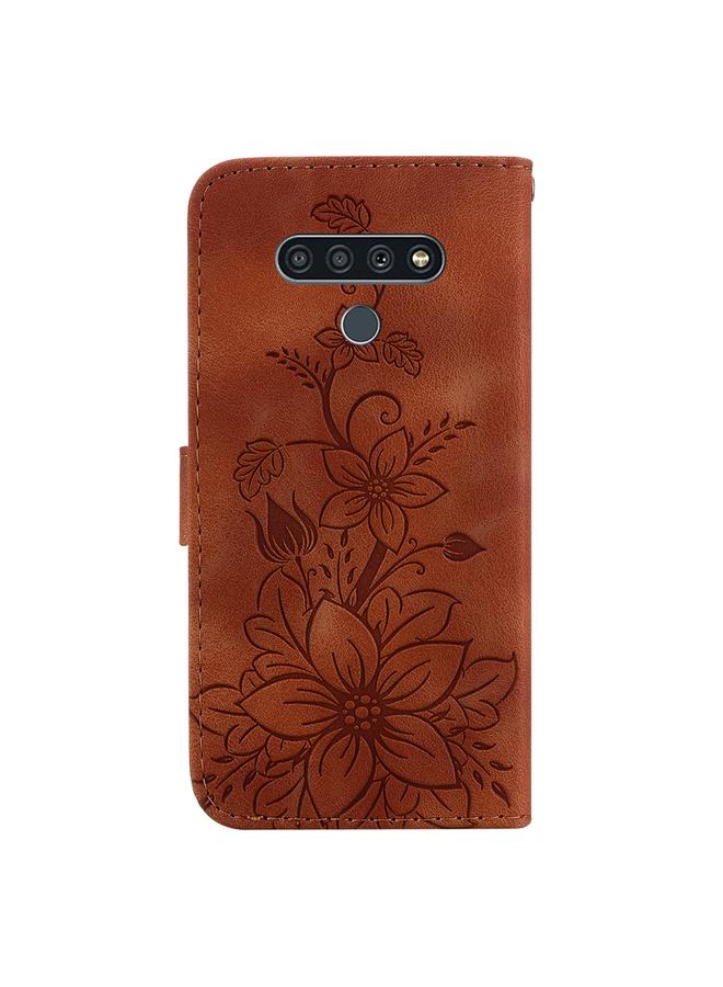 اس-توب جراب لهاتف LG Stylo 6 / K71 مصنوع من الجلد المنقوش بنقشة زنبق - Image 3