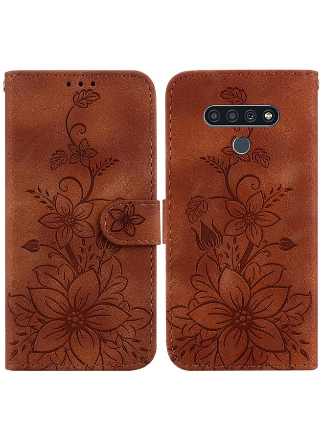 اس-توب جراب لهاتف LG Stylo 6 / K71 مصنوع من الجلد المنقوش بنقشة زنبق - Image 1