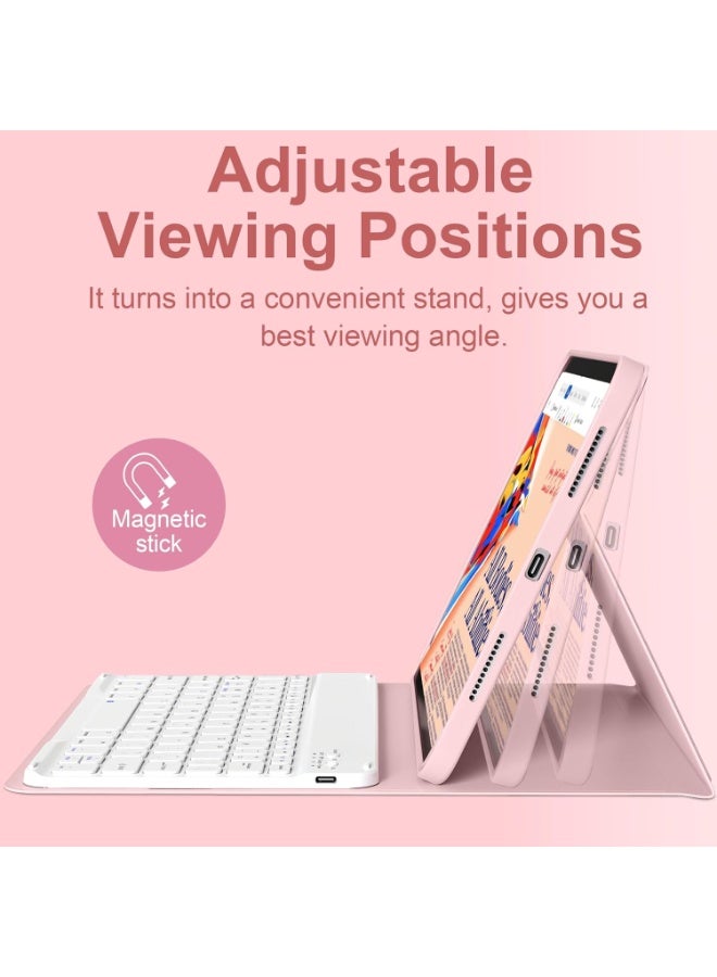 QPHWHFQ 【Arabic English】Keyboard Case with Mouse for Honor Pad X9a 11.5-inch (2025), Detachable Magnetic Rechargeable, Bluetooth Keyboard Case Cover with Wireless Bluetooth Mouse, 3 Angle Adjustment, Pink - Image 2