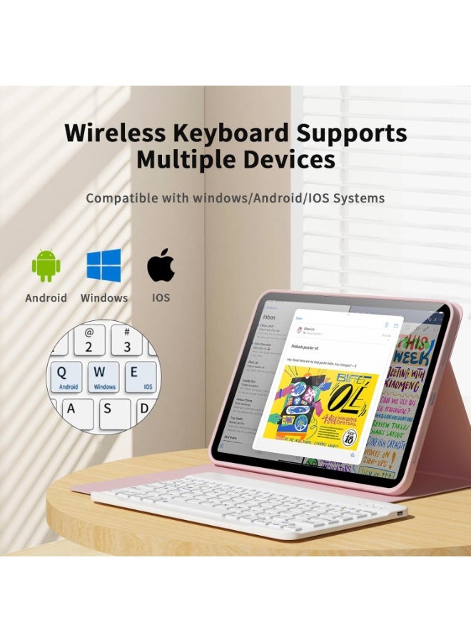 QPHWHFQ 【Arabic English】Keyboard Case with Mouse for Honor Pad X9a 11.5-inch (2025), Detachable Magnetic Rechargeable, Bluetooth Keyboard Case Cover with Wireless Bluetooth Mouse, 3 Angle Adjustment, Pink - Image 3