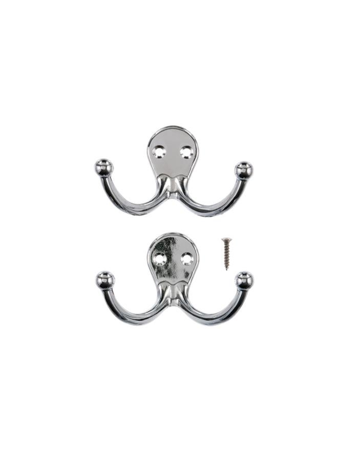 ACE 2-Piece Metal Double Garment Hook Silver Small - Image 1