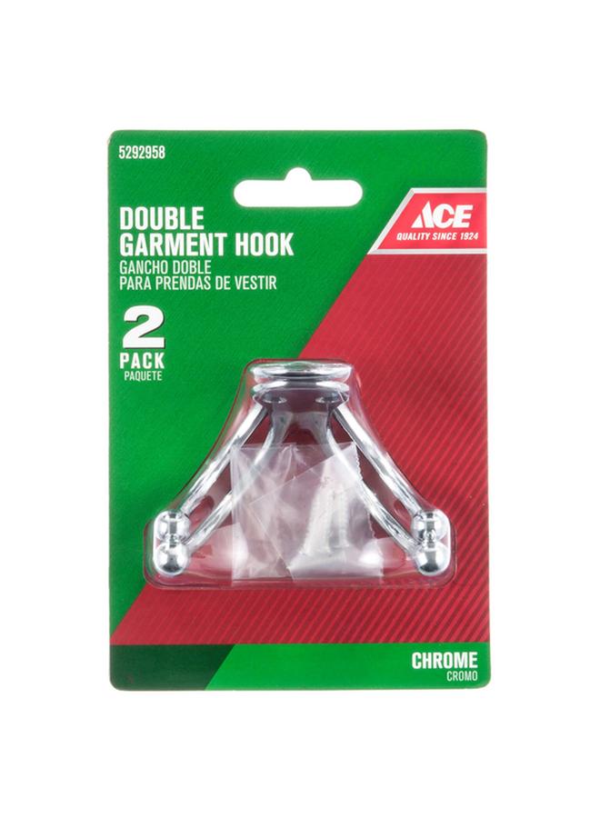ACE 2-Piece Metal Double Garment Hook Silver Small - Image 2