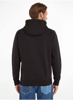 TOMMY JEANS Men's Fleece Flag Patch Hoody Sweatshirt, Black  - Image 3