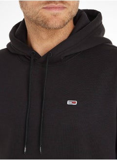TOMMY JEANS Men's Fleece Flag Patch Hoody Sweatshirt, Black  - Image 5