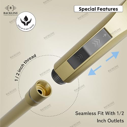 B BACKLINE Backline Water Saving Jet Spray for Toilet | Health Faucet for Toilets | ABS Hand Gun with Hose Pipe 1.2 Meter and Wall Hook/Holder | Bathroom Bidet Spray (Brushed Gold - Full Set (Gun + Hose + Hook)) - Image 4