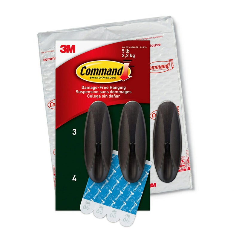 Command Outdoor Large Bronze Hooks, Holds 5 lb, 3 Hooks 4 Strips, Damage-Free, Weather Resistant for Hanging Decor - Image 1