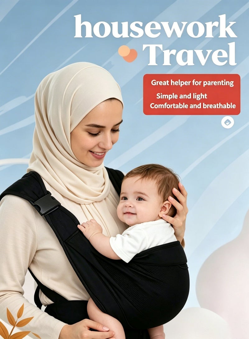 Amanli Baby Carrier, Baby Holder, Portable Toddler Sling Adjustable Baby Sling Carriers from Newborn Baby Wrap Carrier, Comfortable Portable Breathable Carrier Wrap for Newborn, Infant, Toddler, 0-36 Months - Image 2