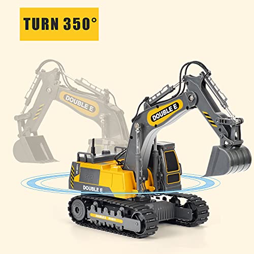 DOUBLE E Remote Control Excavator Toy Construction Toys Tractor Rechargeable Battery RC Vehicles Electric Truck Sandbox Digger Toys for Boys Girls Kids Gray - Image 5