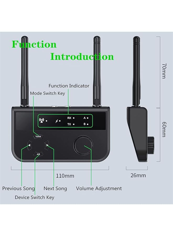 SYOSI Bluetooth 5.3 Audio Adapter, 2 In 1 Bluetooth Wireless Aux Receiver 1 Drag 2 For Tv, Cd, Wireless Music Transmitter For Headphones Speakers Car Tablet Home Stereo System - Image 5