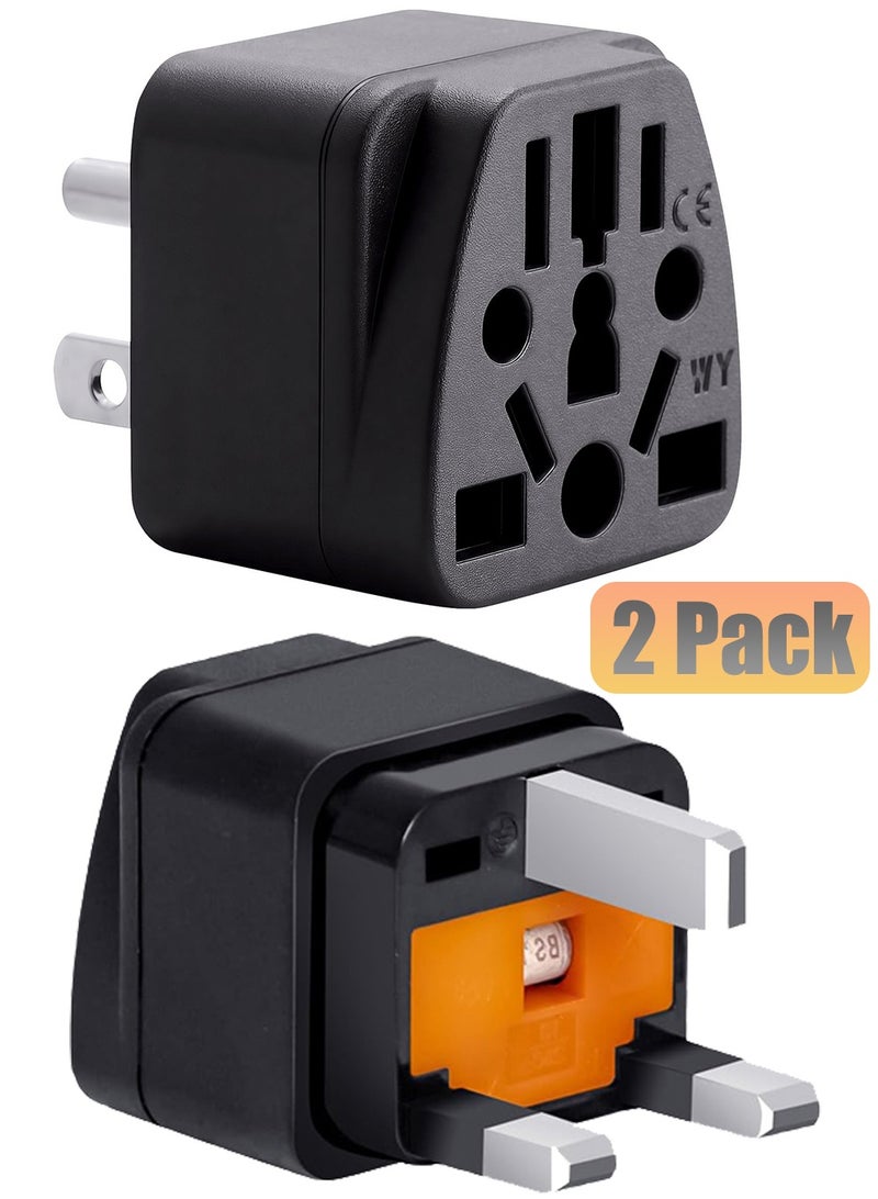 SANMUGEED 2-Pack UK Travel Plug Adapter 13A with Fuse Travel Power Adapter Converter Plug - Image 1