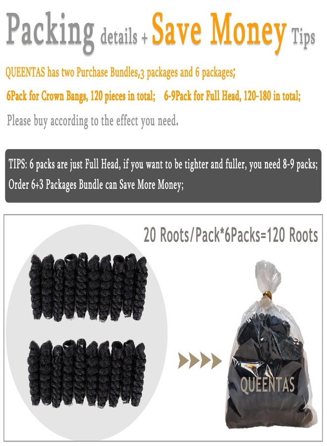 QUEENTAS 6 Packs 10inches Small Toni Curl Carrie Curl(8mm) Crochet Hair for Black Women Short Black Curly Crochet Synthetic Hair Extensions(Natural Black 1B) - Image 5