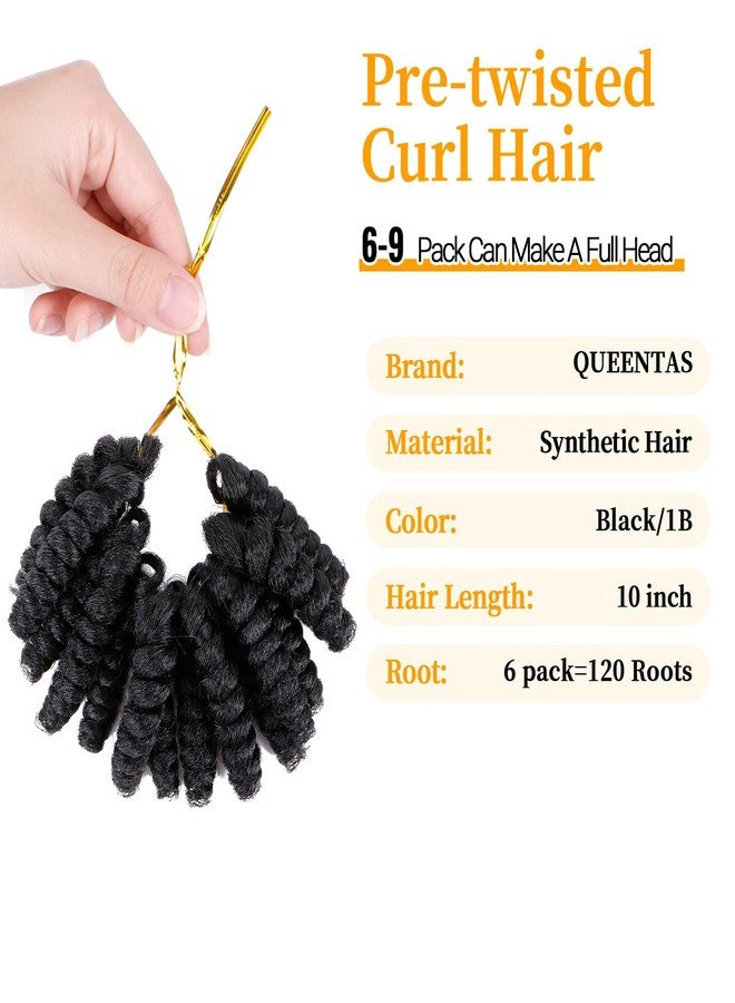 QUEENTAS 6 Packs 10inches Small Toni Curl Carrie Curl(8mm) Crochet Hair for Black Women Short Black Curly Crochet Synthetic Hair Extensions(Natural Black 1B) - Image 2