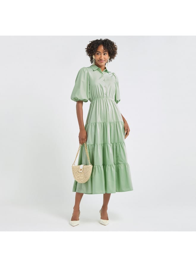 Splash FAV Tiered Shirt Dress with Puff Sleeves  - Image 2