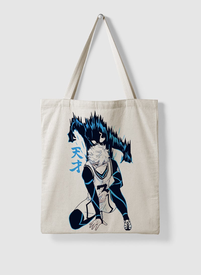 LOWHA Polyester Tote Bag with Shoulder Straps and Blue Lock Anime Pattern  - Image 4