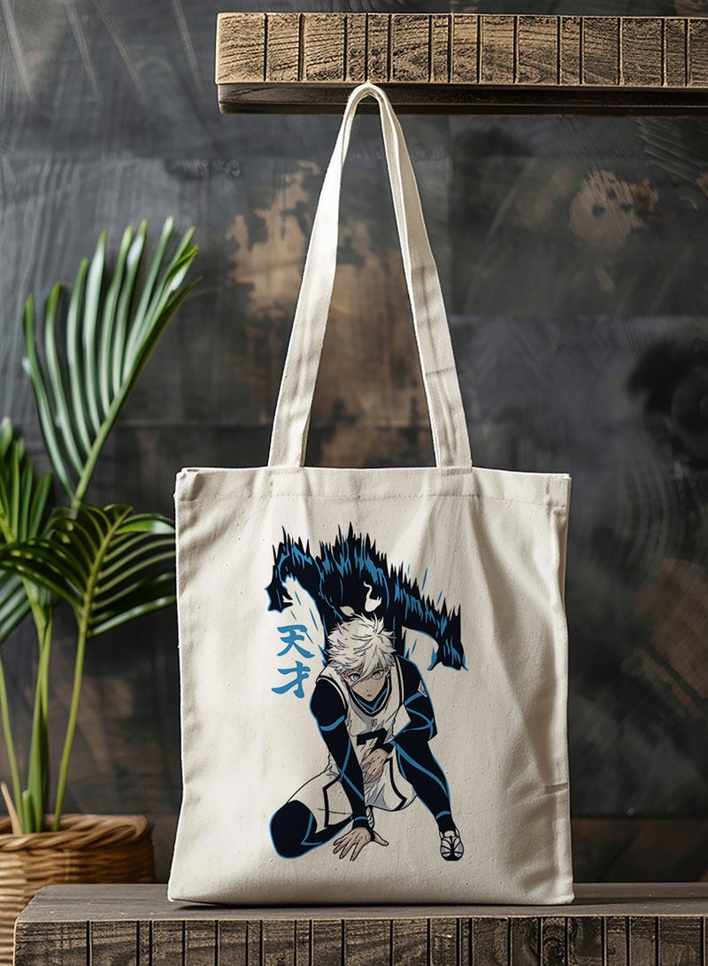 LOWHA Polyester Tote Bag with Shoulder Straps and Blue Lock Anime Pattern  - Image 3