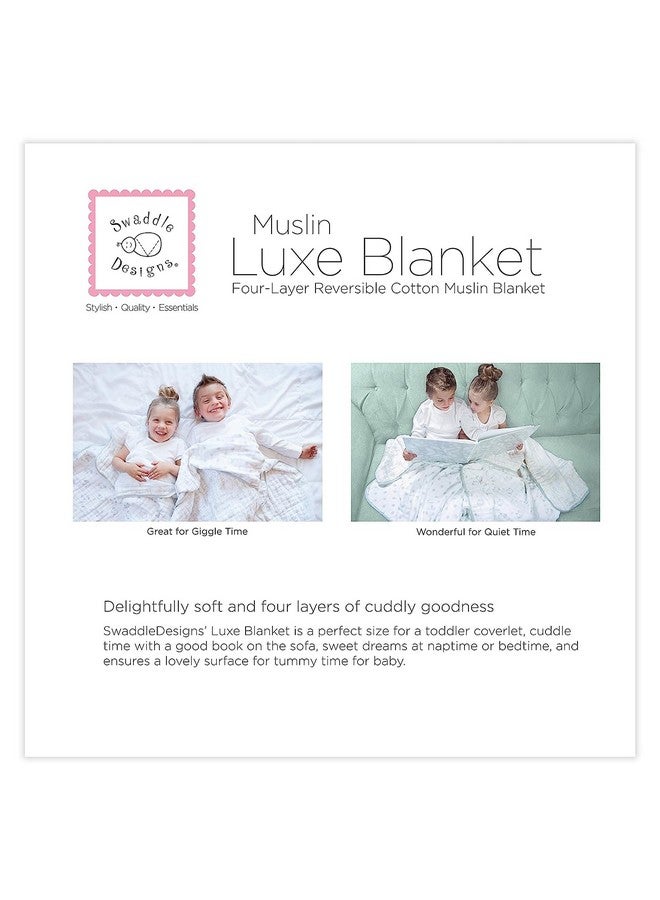 SwaddleDesigns 4-Layer Cotton Muslin Luxe Blanket, Baby and Toddler Cuddle and Dream, 46x46 inches, Sterling Starshine and Dots - Image 5