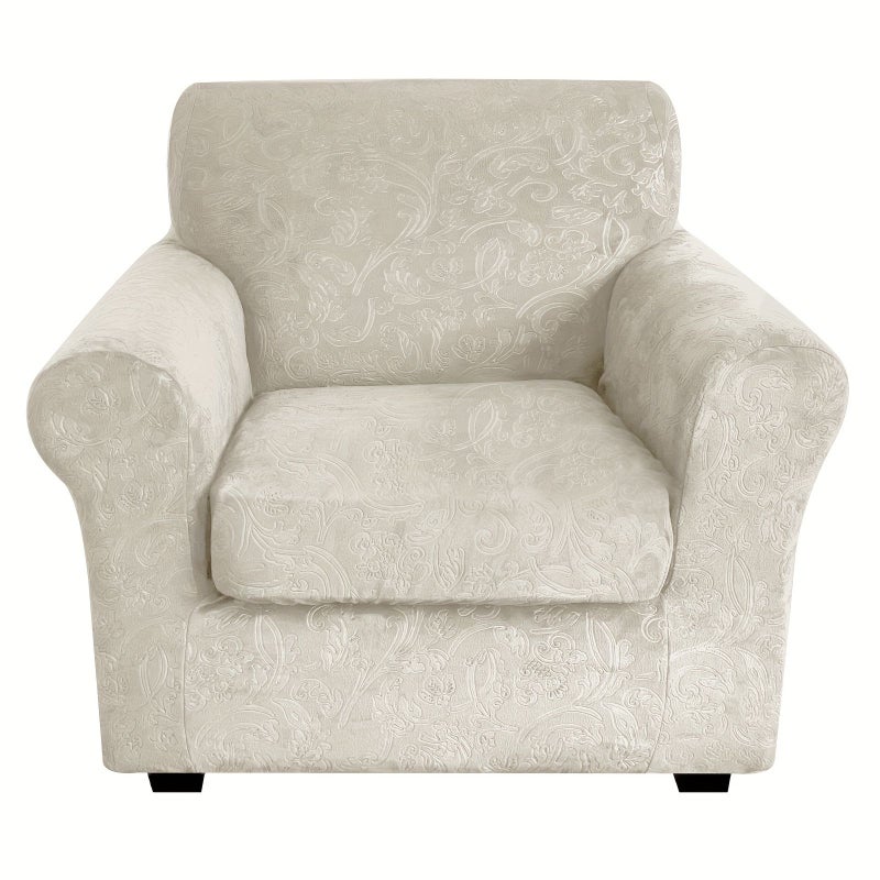 Light Grey Velvet Sofa Slipcover Non Slip 2 Seater Couch Cover Universal Protector - Image 4