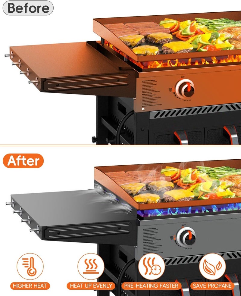 BAIPOK Wind Guards for Blackstone 17 Inch Griddle, Magnetic Stainless Steel Wind Screen, Blackstone Griddle Accessories for Blackstone Grill, Protect Flame Hold Heat Save Gas Compatible with Hood, Black - Image 4