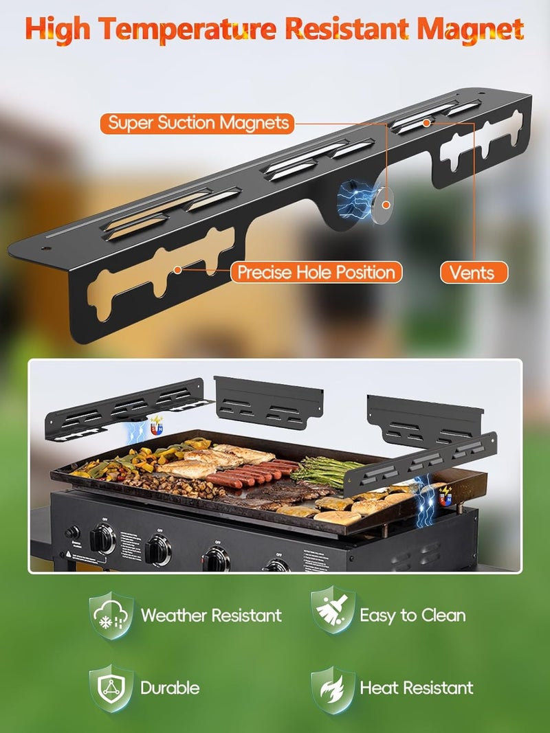 BAIPOK Wind Guards for Blackstone 17 Inch Griddle, Magnetic Stainless Steel Wind Screen, Blackstone Griddle Accessories for Blackstone Grill, Protect Flame Hold Heat Save Gas Compatible with Hood, Black - Image 3