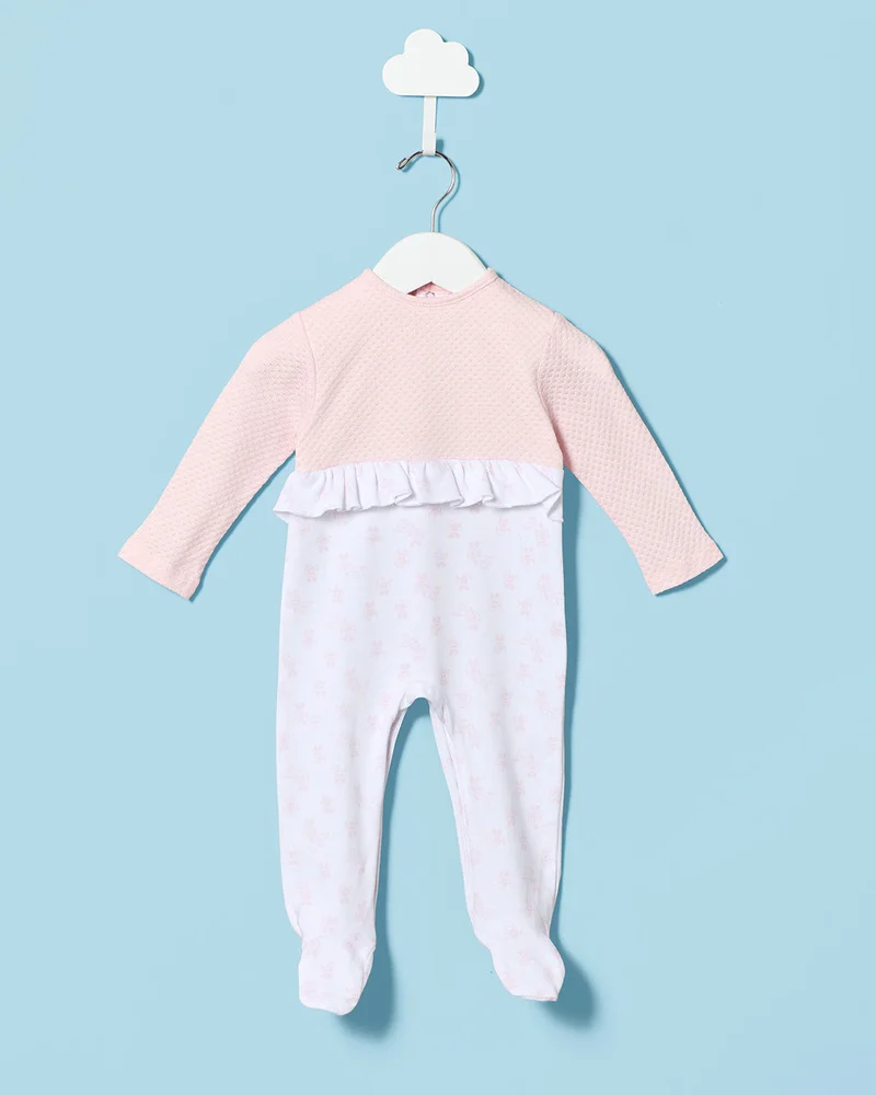 REDTAG Baby Pink Printed Sleepsuit