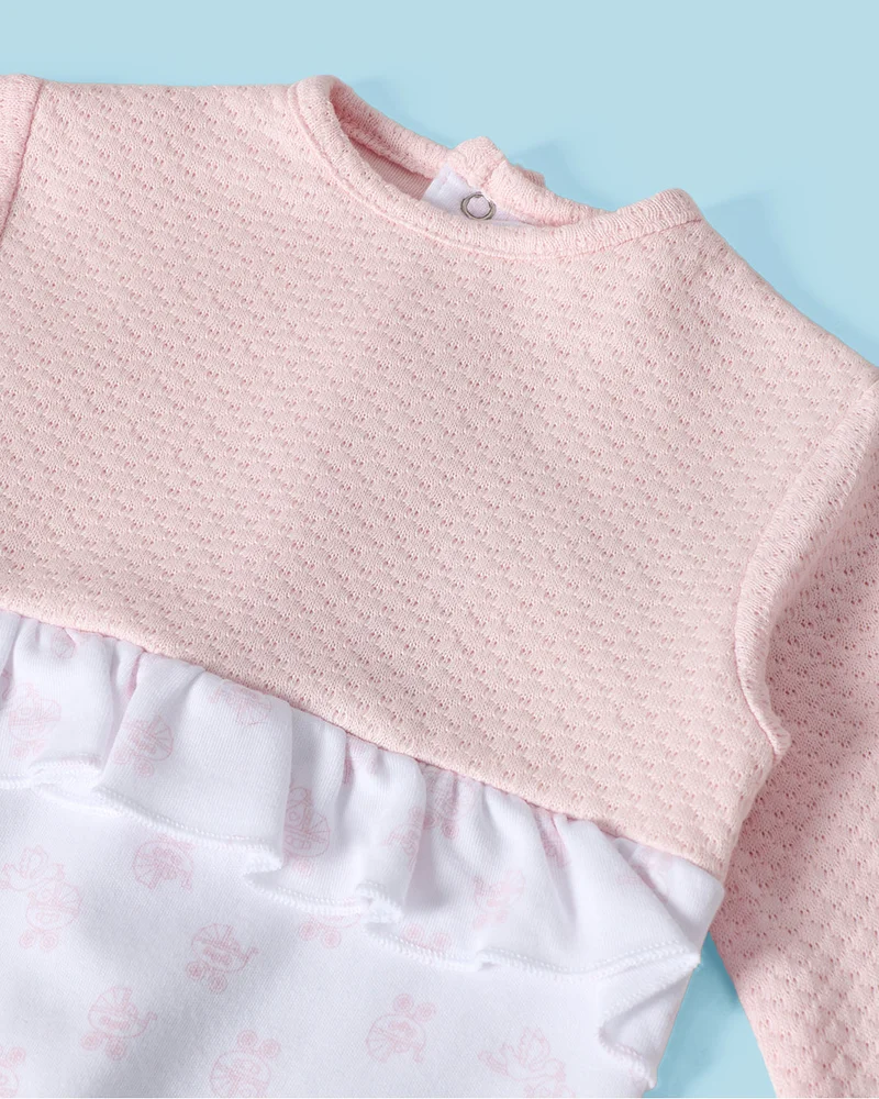 REDTAG Baby Pink Printed Sleepsuit