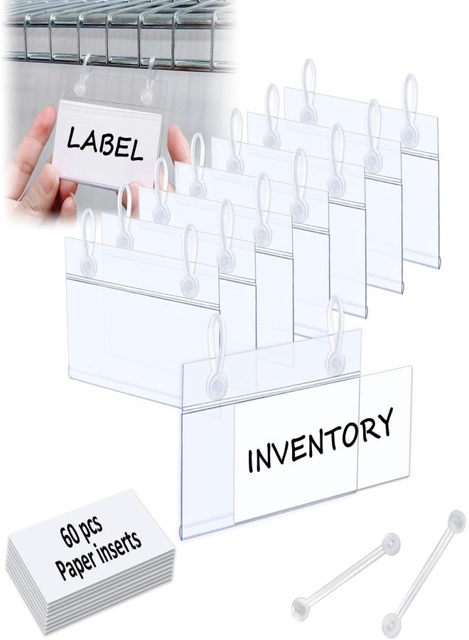 ChanQnTon Shelf Labels 60 Count, Label Holder with Easy Clip Hanger and Matched Blank Label Inserts,Basket Labels and Price Tags,Shelf Tags for Wire Shelving,Labels 3.15x1.57inch . - Image 1