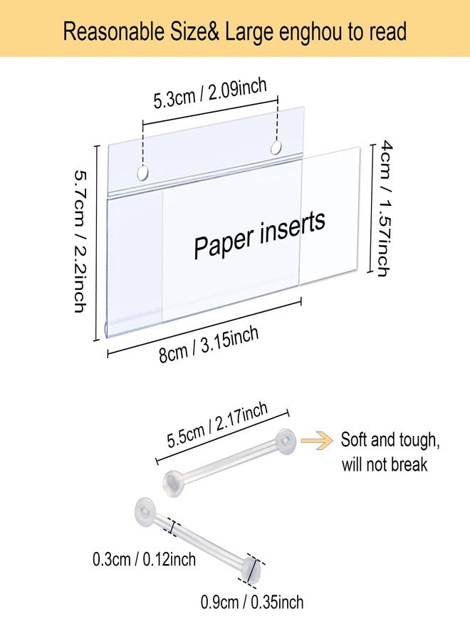 ChanQnTon Shelf Labels 60 Count, Label Holder with Easy Clip Hanger and Matched Blank Label Inserts,Basket Labels and Price Tags,Shelf Tags for Wire Shelving,Labels 3.15x1.57inch . - Image 2