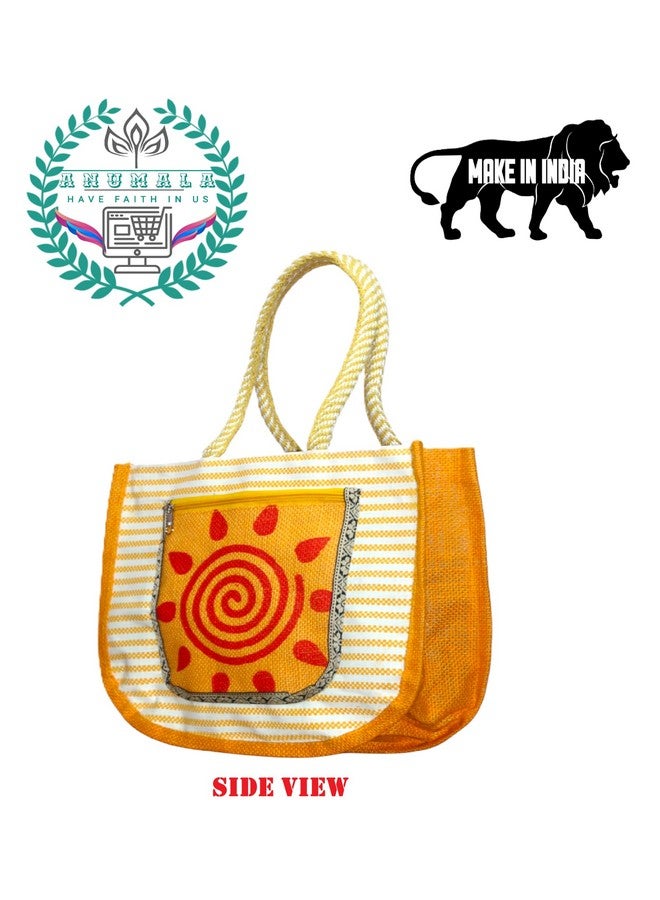 Anumala® Multicolor Contrast Printed Bags|Two Pockets with Zipper Closure for Office,Thamboolam saree bags,Travel,ReturnGifts,Multipurpose.(11x4x12) inch (Pack of 8) - Image 5