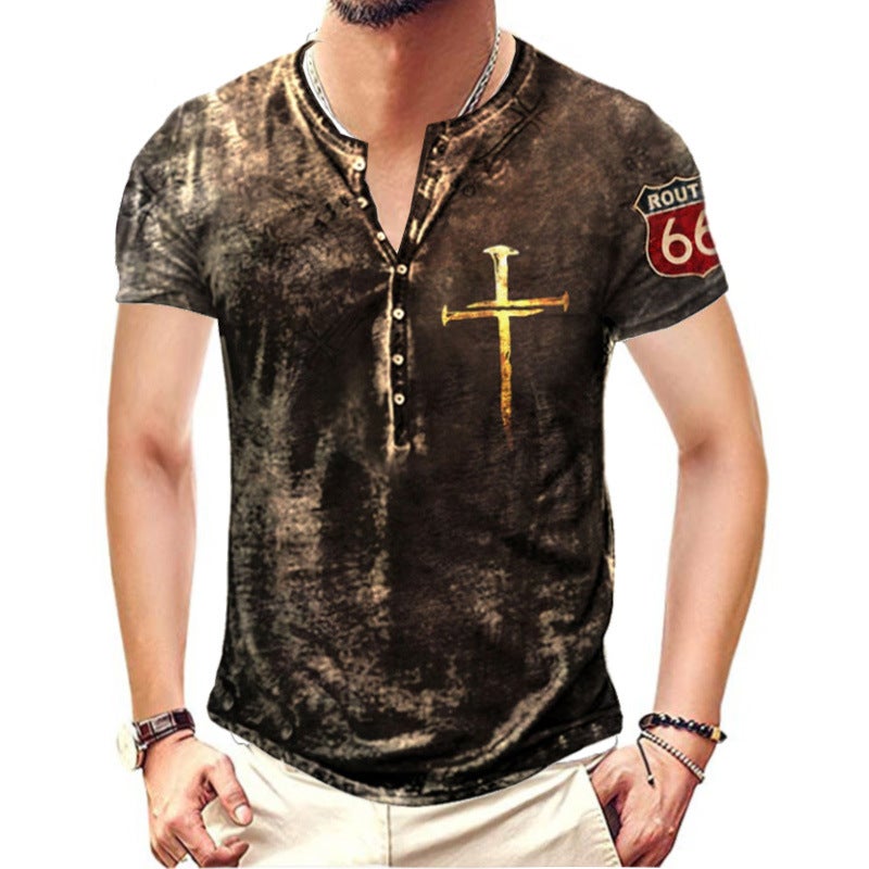 Cross-Border Men's Fashion 2022 Summer Men's Short-Sleeve 3D Printed T-Shirt, Youth Fashion Round Neck T-Shirt with Trendy Print - Image 1