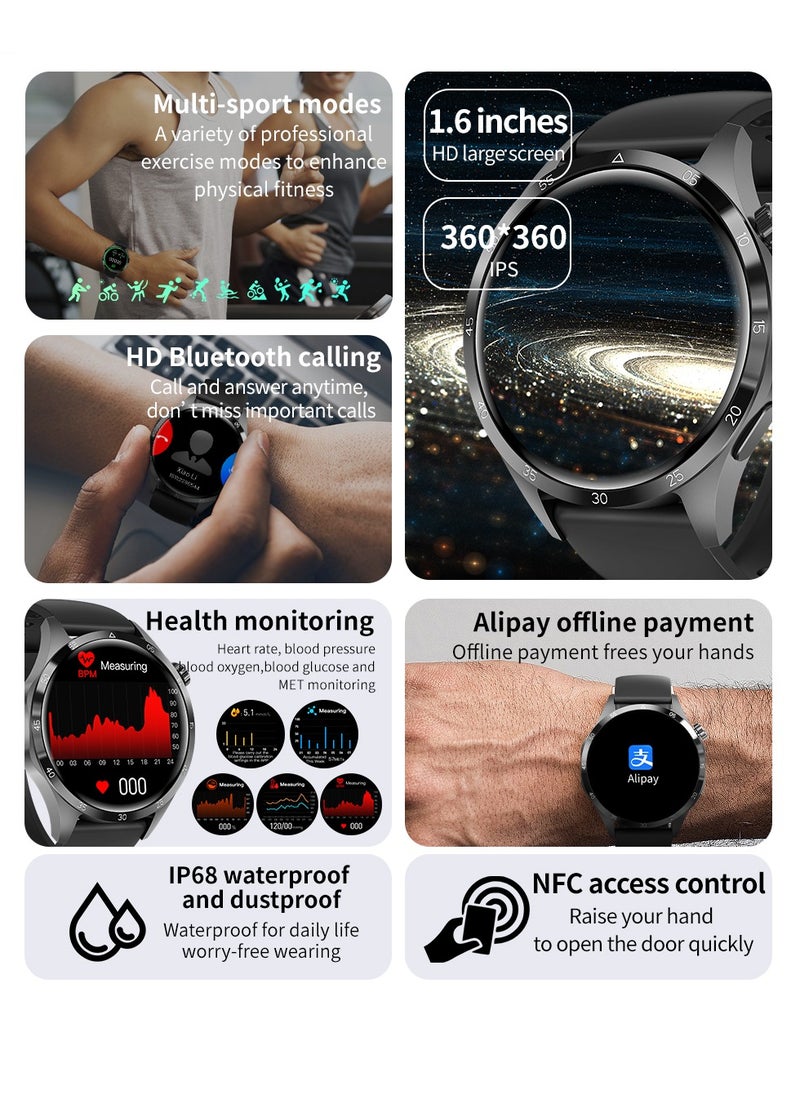 ارواق - ساعة ذكية WATCH GT 4 Pro Plus للرجال بنظام تحديد المواقع بشاشة 1.8 بوصة AMOLED HD IP68 مقاومة للماء وبطارية طويلة أحدث ساعة ذكية فضية - Image 1