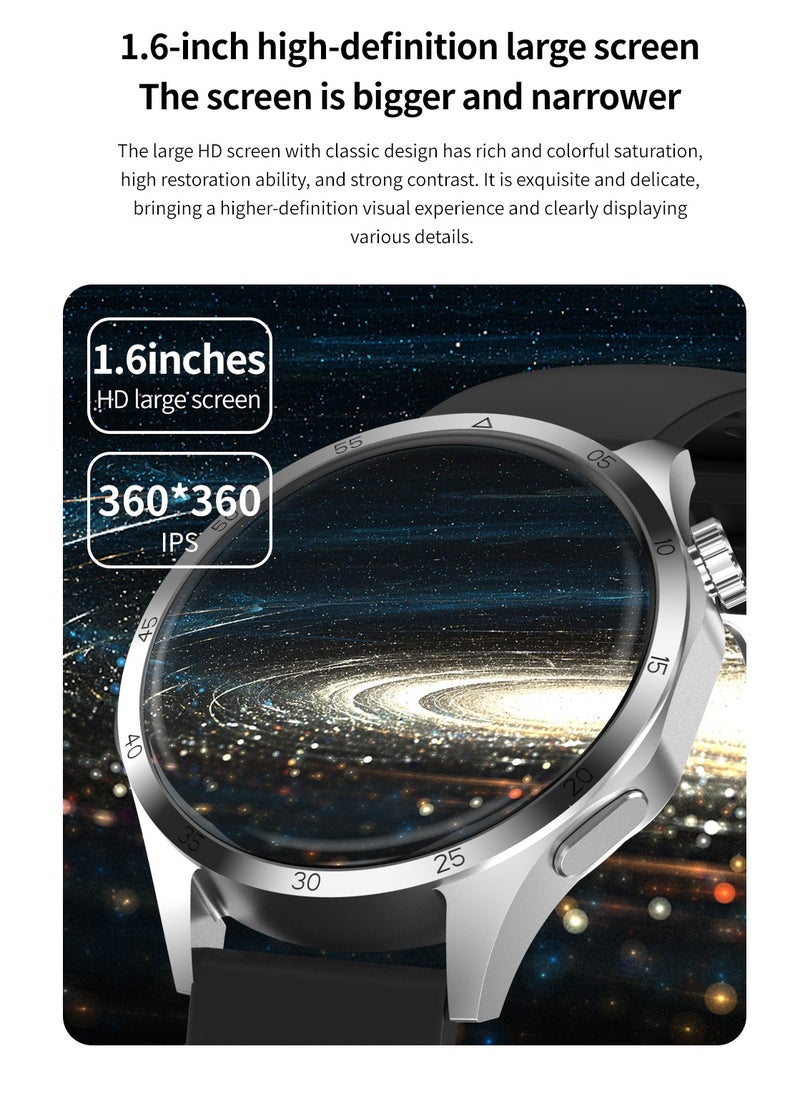 ارواق - ساعة ذكية WATCH GT 4 Pro Plus للرجال بنظام تحديد المواقع بشاشة 1.8 بوصة AMOLED HD IP68 مقاومة للماء وبطارية طويلة أحدث ساعة ذكية فضية - Image 1