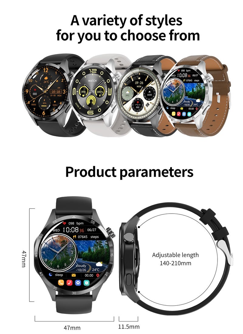 ارواق - ساعة ذكية WATCH GT 4 Pro Plus للرجال بنظام تحديد المواقع بشاشة 1.8 بوصة AMOLED HD IP68 مقاومة للماء وبطارية طويلة أحدث ساعة ذكية فضية - Image 1