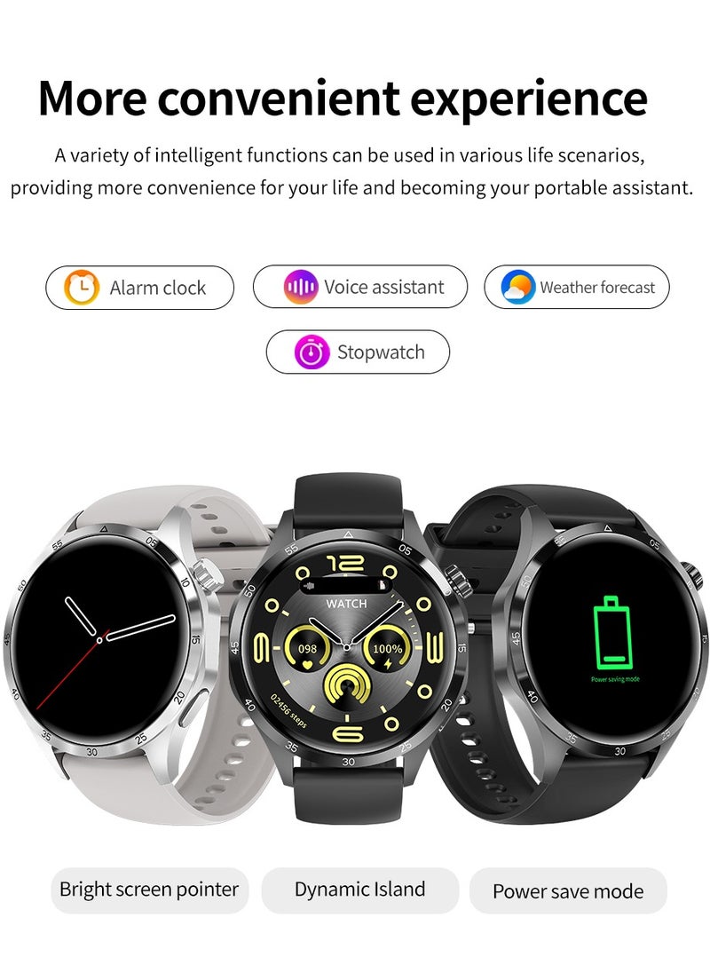 ارواق - ساعة ذكية WATCH GT 4 Pro Plus للرجال بنظام تحديد المواقع بشاشة 1.8 بوصة AMOLED HD IP68 مقاومة للماء وبطارية طويلة أحدث ساعة ذكية فضية - Image 1