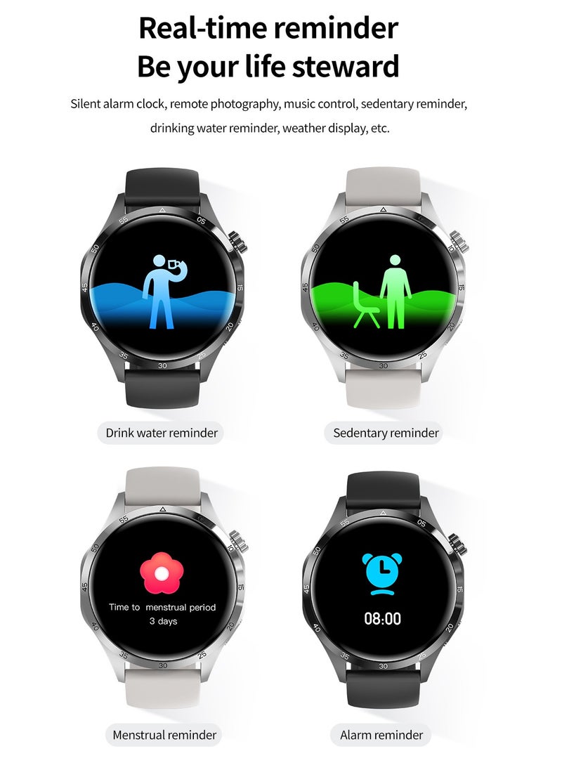 ارواق - ساعة ذكية WATCH GT 4 Pro Plus للرجال بنظام تحديد المواقع بشاشة 1.8 بوصة AMOLED HD IP68 مقاومة للماء وبطارية طويلة أحدث ساعة ذكية فضية - Image 1