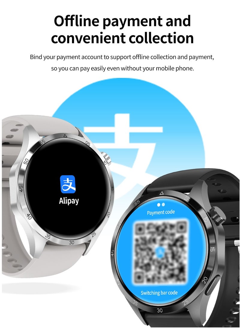 ارواق - ساعة ذكية WATCH GT 4 Pro Plus للرجال بنظام تحديد المواقع بشاشة 1.8 بوصة AMOLED HD IP68 مقاومة للماء وبطارية طويلة أحدث ساعة ذكية فضية - Image 1