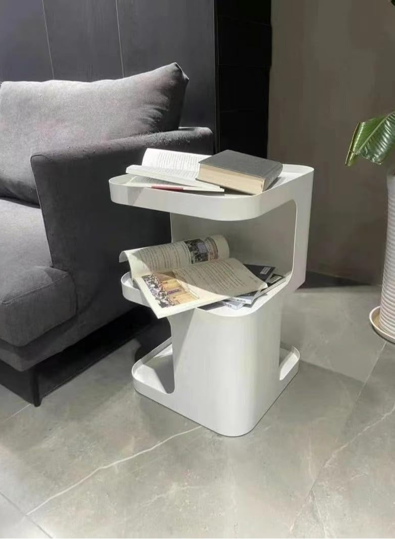 جوميلا طاولة جانبية صغيرة وطاولة جانبية حديثة وطاولة بجانب السرير مع رف تخزين وطاولة جانبية موفرة للمساحة لطاولات غرفة النوم وطاولات جانبية لغرفة المعيشة وطاولة جانبية معدنية - Image 5