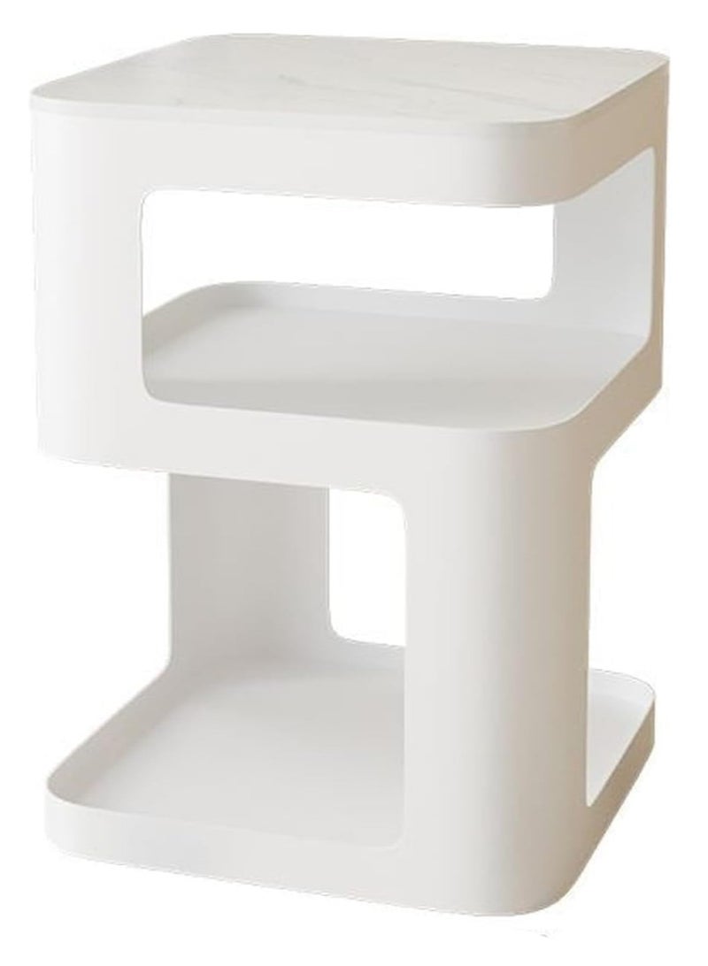 جوميلا طاولة جانبية صغيرة وطاولة جانبية حديثة وطاولة بجانب السرير مع رف تخزين وطاولة جانبية موفرة للمساحة لطاولات غرفة النوم وطاولات جانبية لغرفة المعيشة وطاولة جانبية معدنية - Image 2