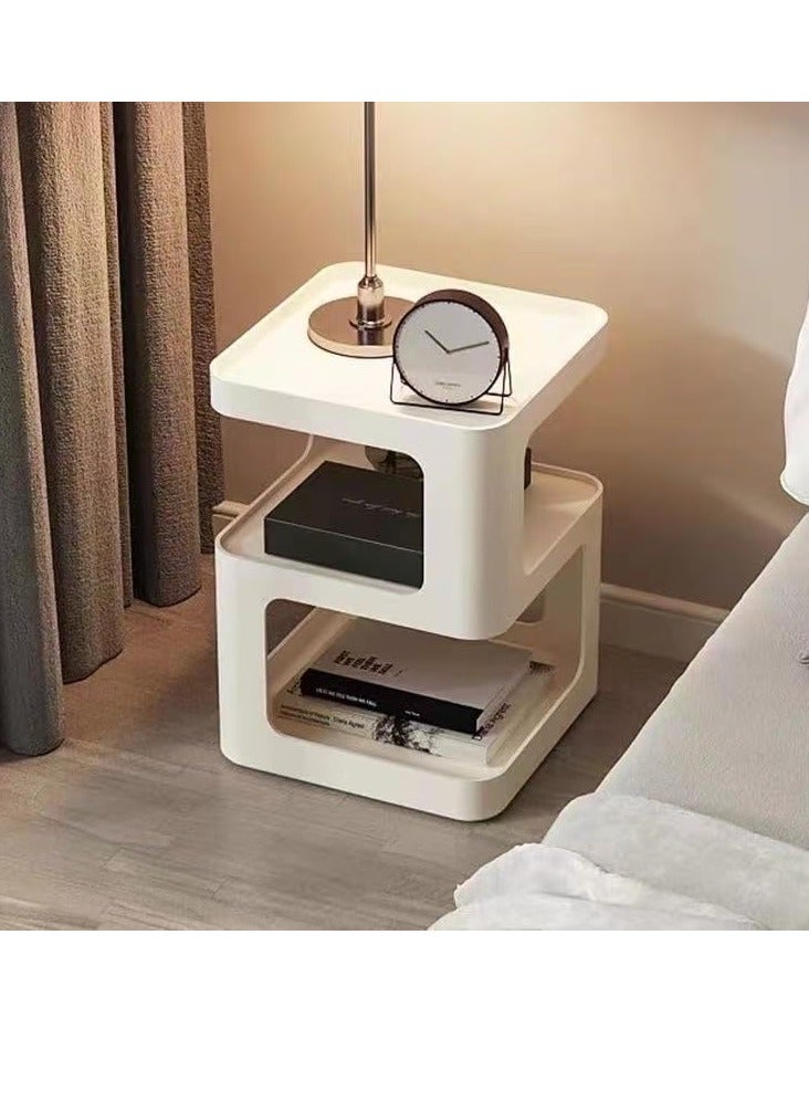 جوميلا طاولة جانبية صغيرة وطاولة جانبية حديثة وطاولة بجانب السرير مع رف تخزين وطاولة جانبية موفرة للمساحة لطاولات غرفة النوم وطاولات جانبية لغرفة المعيشة وطاولة جانبية معدنية - Image 1