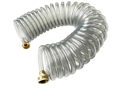 SANFU EVA Recoil Garden Water Hose 38ID x 25ft Premium With 34Inch Brass Fittings Retractable Swivel Female Outdoor Patio Hose MarineBoat Transparent Gray25 - Image 1
