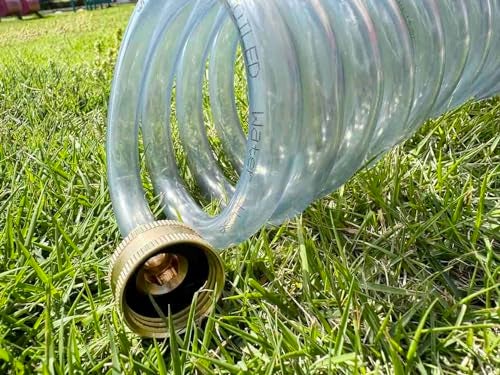 SANFU EVA Recoil Garden Water Hose 38ID x 25ft Premium With 34Inch Brass Fittings Retractable Swivel Female Outdoor Patio Hose MarineBoat Transparent Gray25 - Image 3