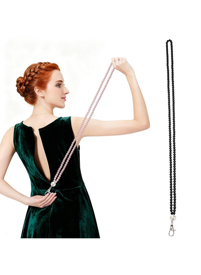 Dress Zipper Helper, 25.5" Dress Zipper Puller with Clip, Beaded Zip Pull Assistant Chain, Back Zip Puller Aid Tool for Long Dresses, Boots, Elderly, Zipping Up Down Dress by Yourself A - Image 2