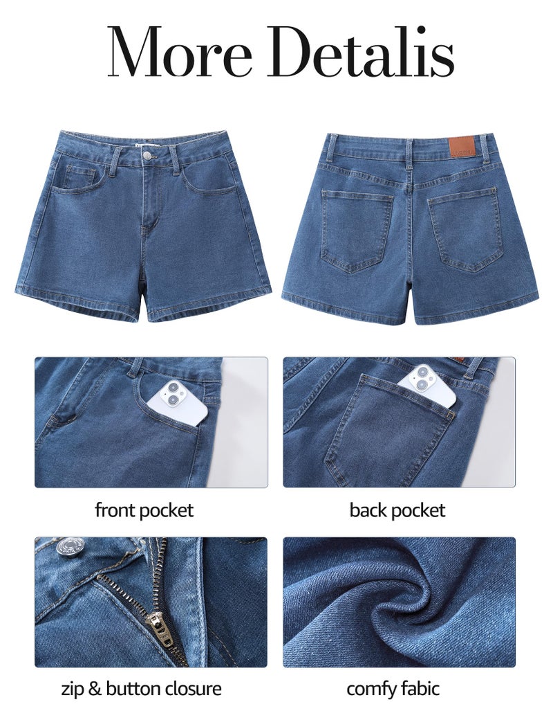 luvamia Womens Shorts Jean Jean High Waisted Denim Stretchy Jorts Womens Comfy Shorts Wategos Blue Size Large US 12 to 14 - Image 5