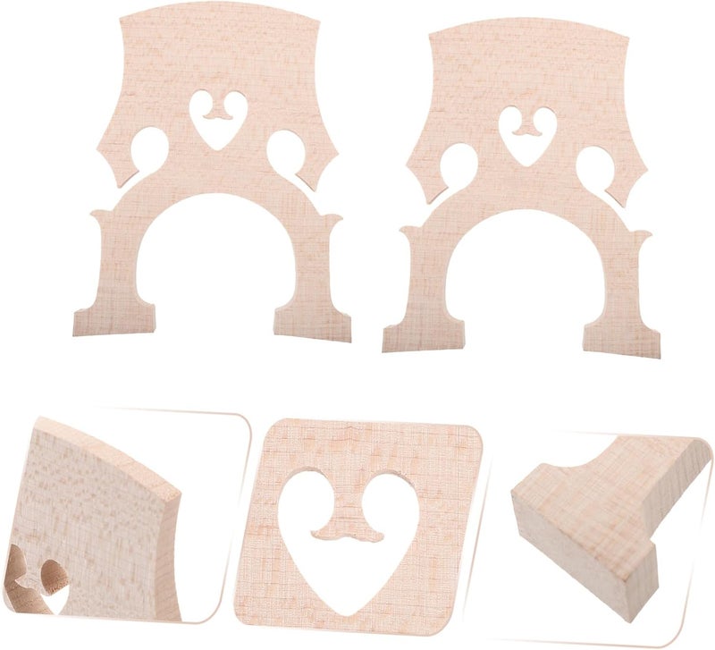 Abaodam 2pcs Fitted Cello Bridge Premium Maple Wood Replacement Parts for Cello Players Lightweight and Easy to Shape Enhances Sound Quality with Natural Wood Grain - Image 1