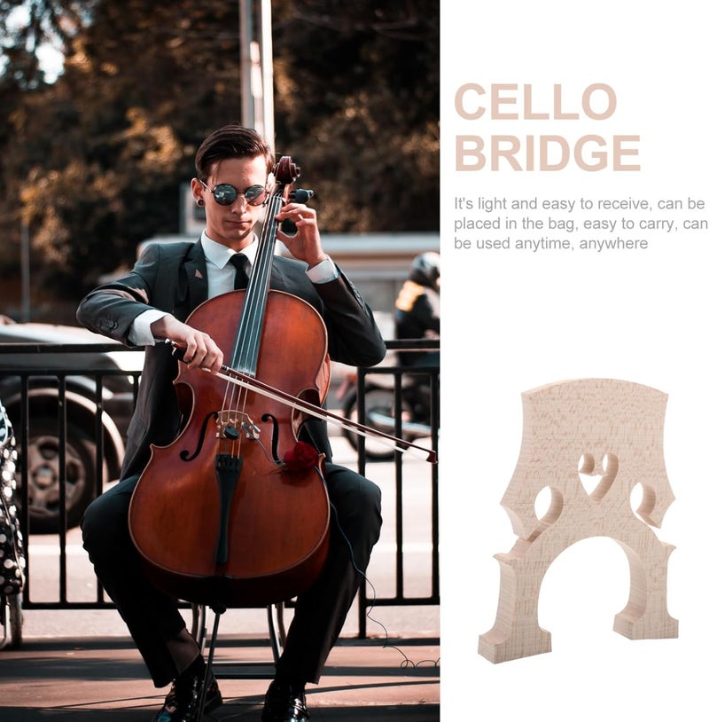 Abaodam 2pcs Fitted Cello Bridge Premium Maple Wood Replacement Parts for Cello Players Lightweight and Easy to Shape Enhances Sound Quality with Natural Wood Grain - Image 3