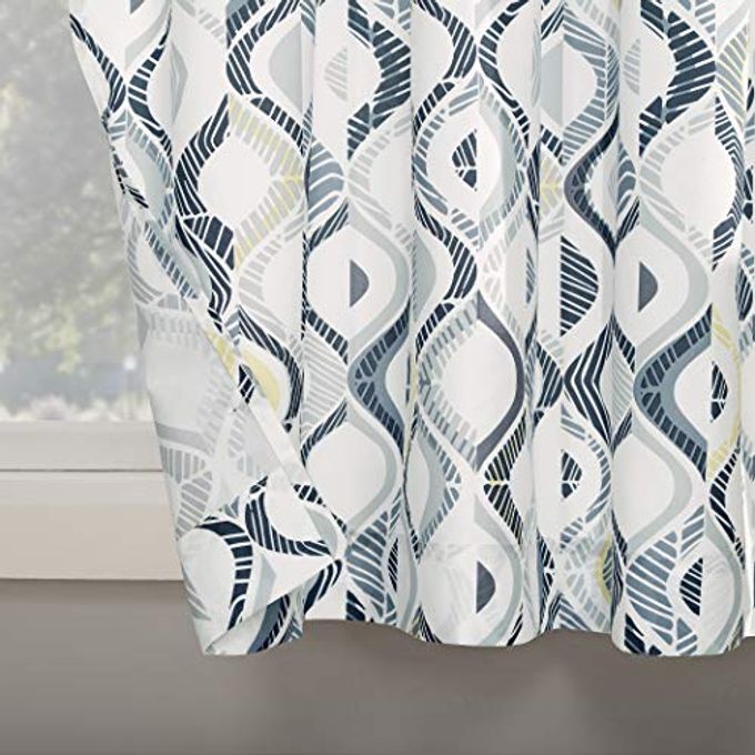 No. 918 Barker Geometric Semi-Sheer Rod Pocket Kitchen Curtain Valance and Tiers Set, 54" x 24", White - Image 3
