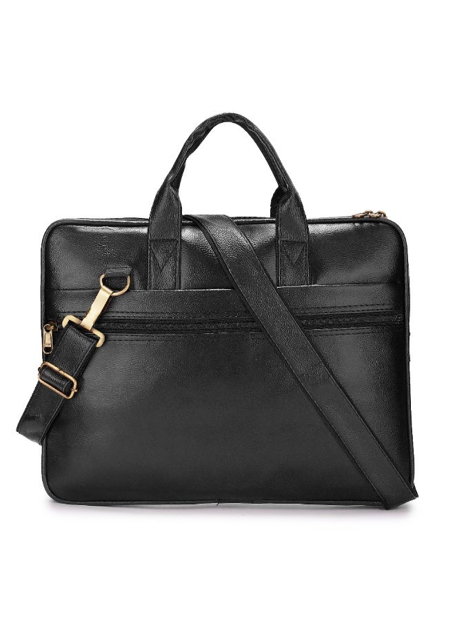 POGAGO PU Leather Laptop Bag 14 Inch Expandable Business Office Bag with 5 Compartments 4 Zipper Professional Laptop Briefcase for Men & Women - Image 5