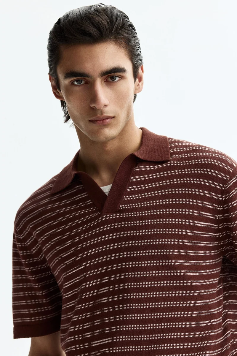 H&M Regular Fit Linen-blend polo shirt