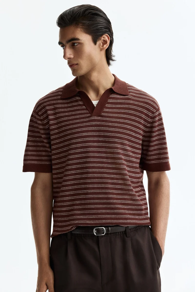 H&M Regular Fit Linen-blend polo shirt