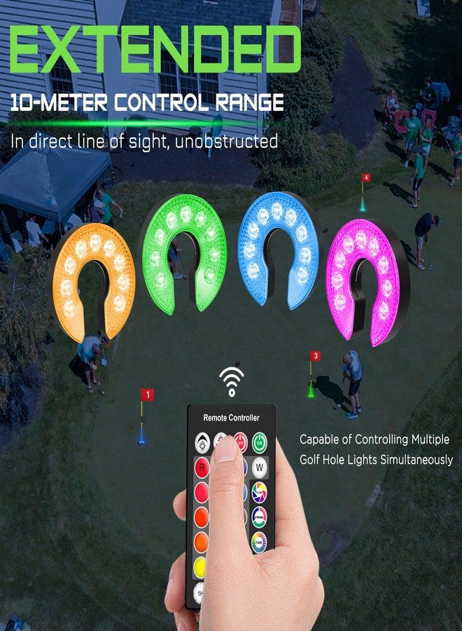 كينجتوب مصباح KINGTOP LED قابل لإعادة الشحن لفتحات ملاعب الغولف - مقاوم للماء، عدسة إضاءة مركزة، جهاز تحكم عن بعد، مثالي للتدريب الليلي على ملاعب الغولف في الفناء الخلفي، والتخييم، والحفلات الخارجية، عبوة من 4 قطع - Image 4