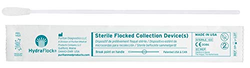 Puritan Medical HydraFlock 6" Sterile Large Flock Swab w/80mm Breakpoint Polystyrene Handle - 25-3406-H - Box of 50 - Image 1
